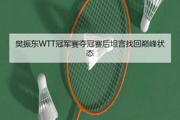 樊振东WTT冠军赛夺冠赛后坦言找回巅峰状态